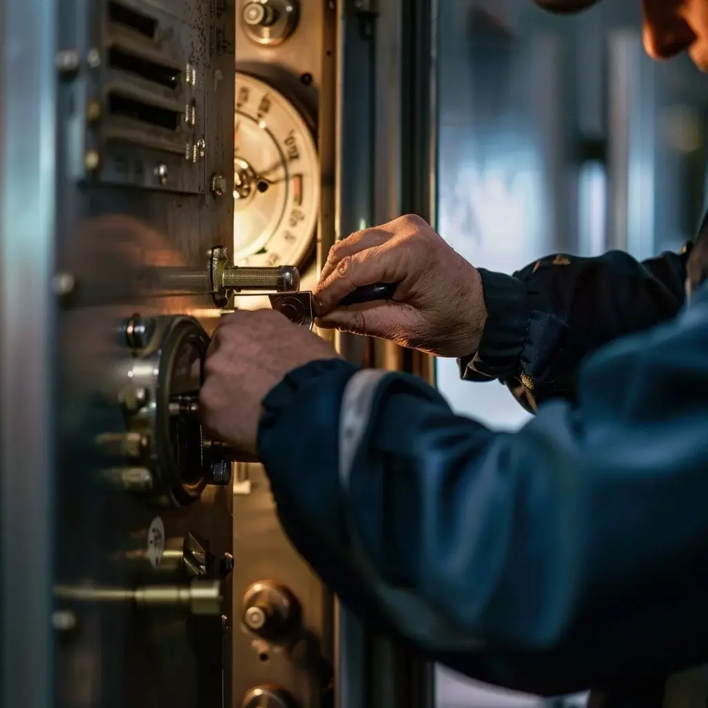 Der Schlosser vom Schlüsseldienst Velbert öffnet einen Safe Der Schlosser vom Schlüsseldienst Velbert öffnet einen Safe